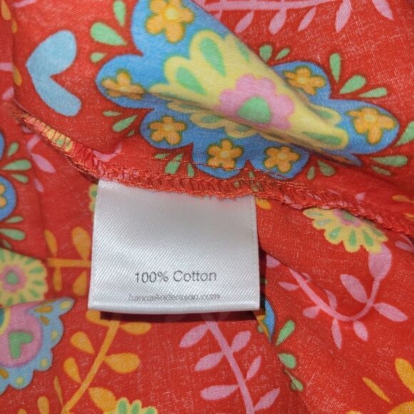 Hanna Andersson Red Pink Floral Ribbon Tie Pillow Case 100% Cotton Dress 120 6/7 - Picture 7 of 10